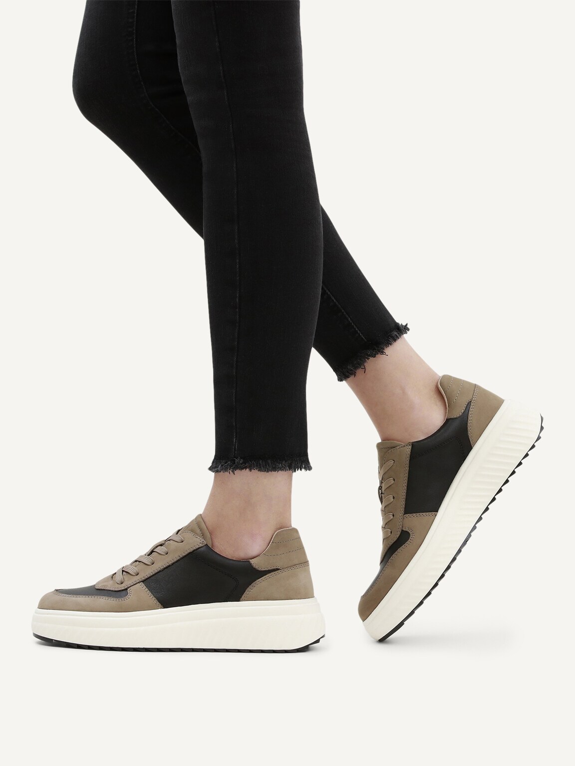 Caprice, Leather Sneaker - beige TAUPE/BLACK, image 2 of 6