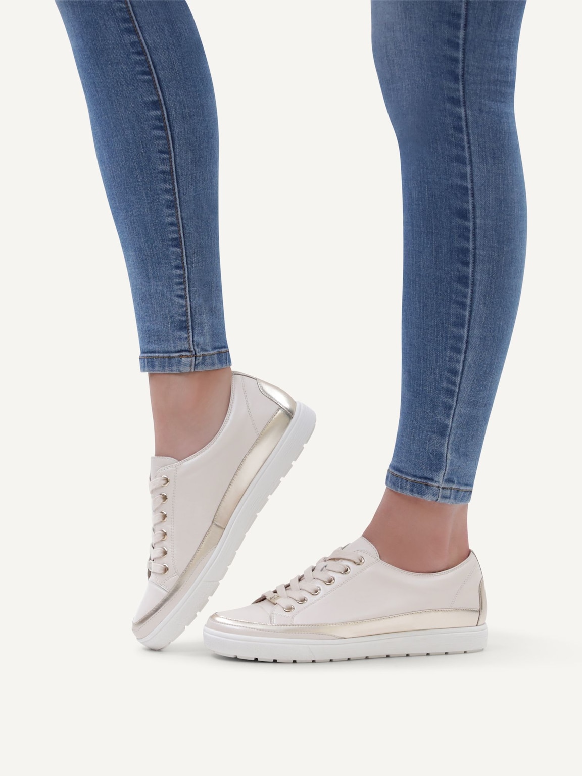 Caprice, Leather Sneaker - metallic CREAM COMB, image 2 of 6