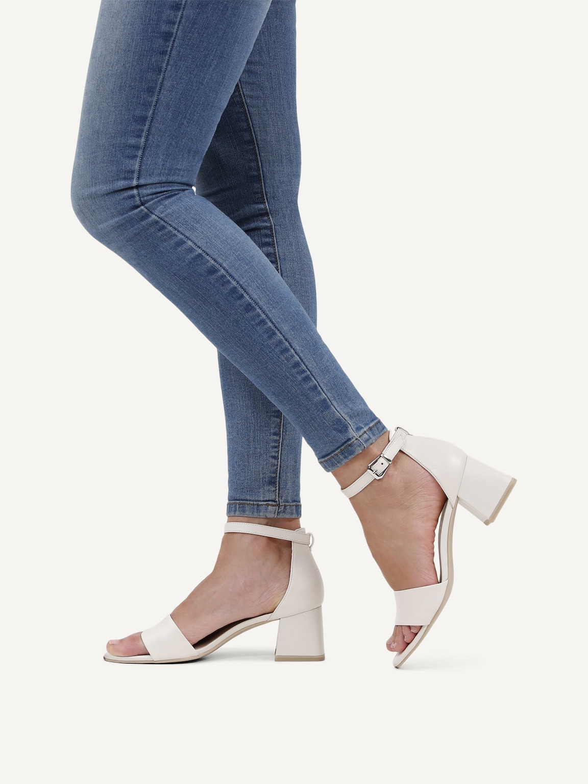 Caprice, Leather Heeled sandal - white OFFWHITE NAPPA, image 2 of 6