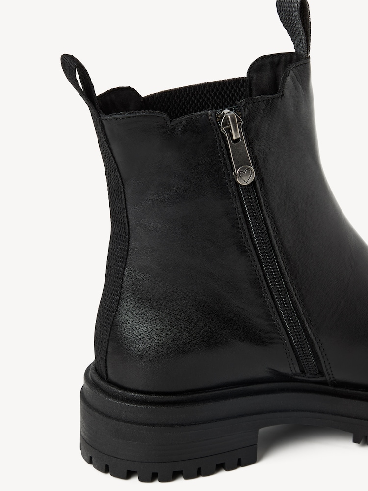 Marco Tozzi, Leather Chelsea boot - black warm lining, BLACK, Image 6 of 7