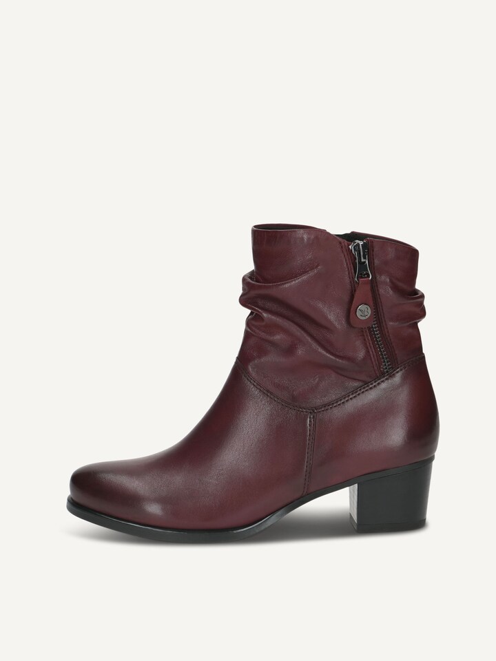 Caprice, Bottine en cuir - rouge BORDEAUX NAPPA