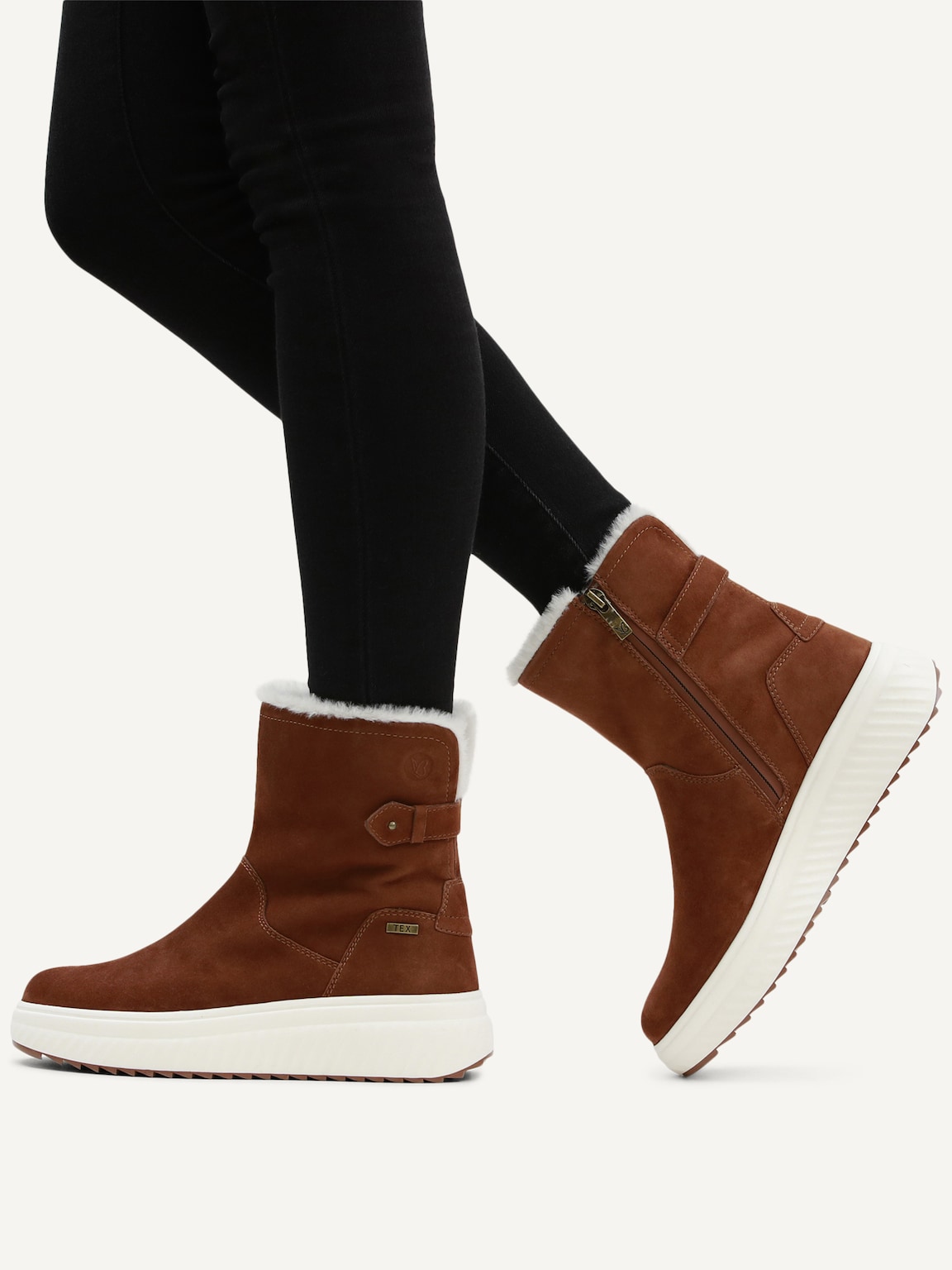 Caprice, Leather Bootie - brown warm lining COGNAC SUEDE, image 2 of 6