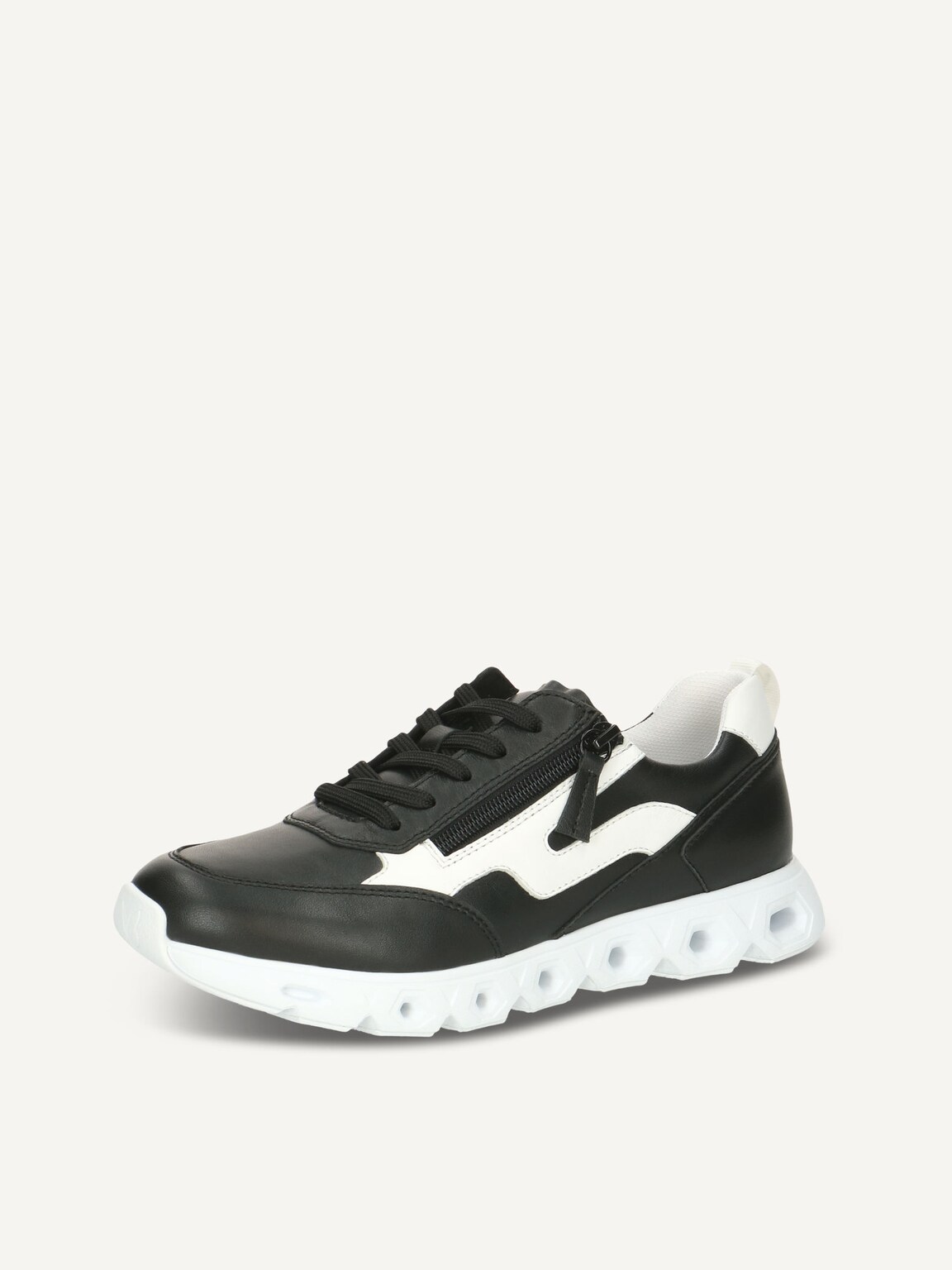 Caprice, Leather Sneaker - black BLACK/WHITE, image 1 of 5