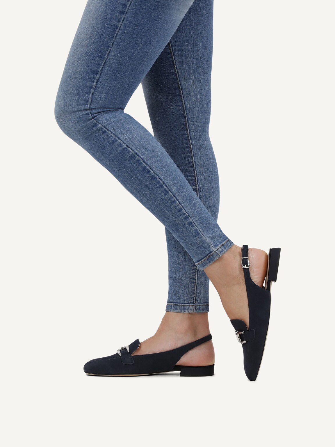 Caprice, Leather sling pumps - blue OCEAN SUEDE, image 2 of 6