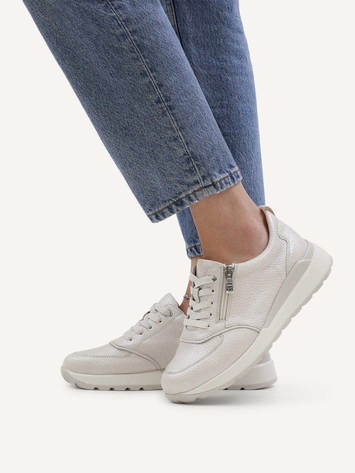 Caprice, Leather Sneaker - white PEARL PERL DEE, image 2 of 6