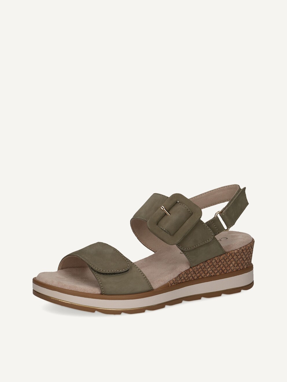 Caprice, Leather Heeled sandal - khaki OLIVE NUBUC, image 1 of 6