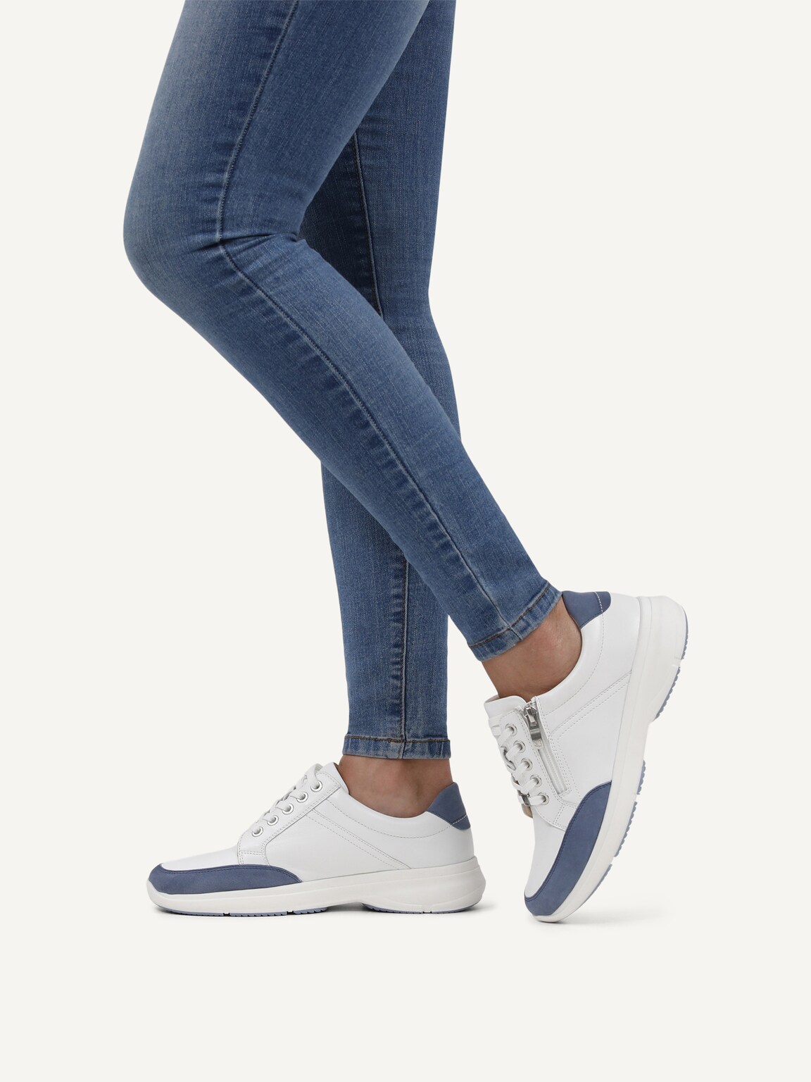 Caprice, Leather Sneaker - black WHITE/LT.BLUE, image 2 of 6