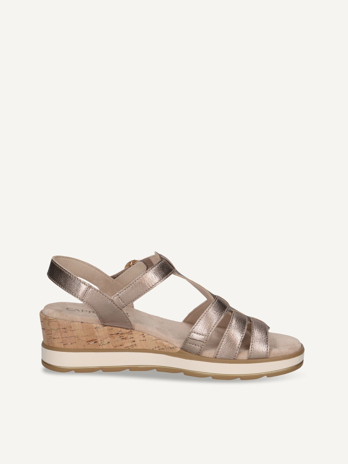 Caprice, Leather Heeled sandal - brown TAUPE METALLIC, image 3 of 5