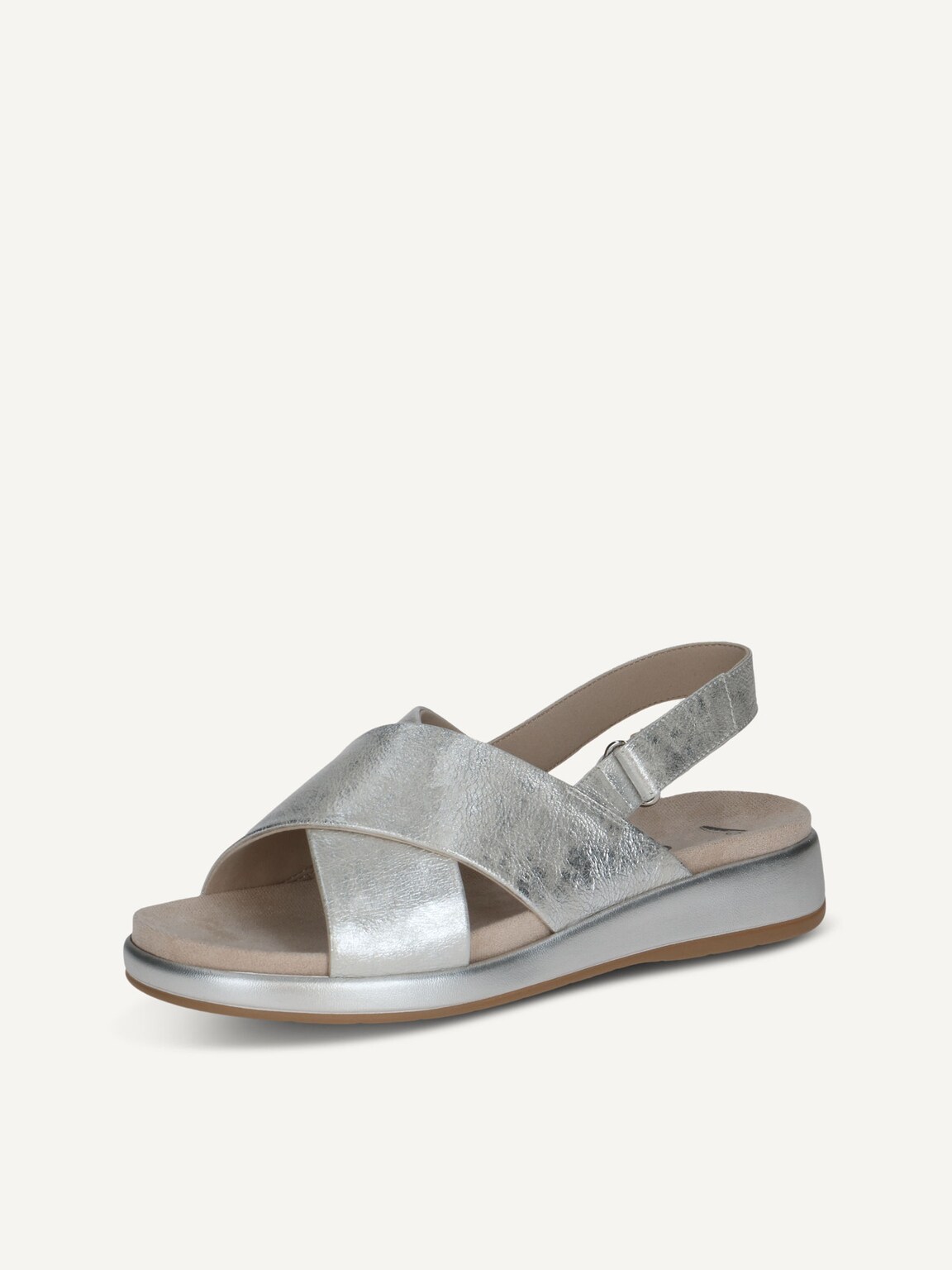 Caprice, Leather Sandal - metallic SILVER PATENT, image 1 of 6