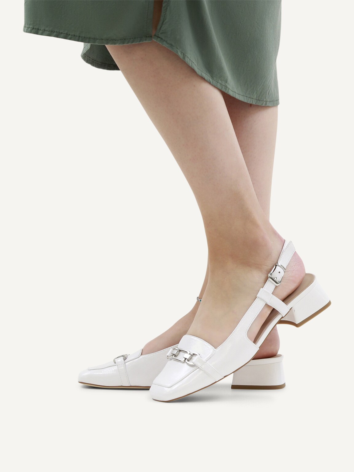 Caprice, Leather sling pumps - white WHITE NAPLAK, image 2 of 6