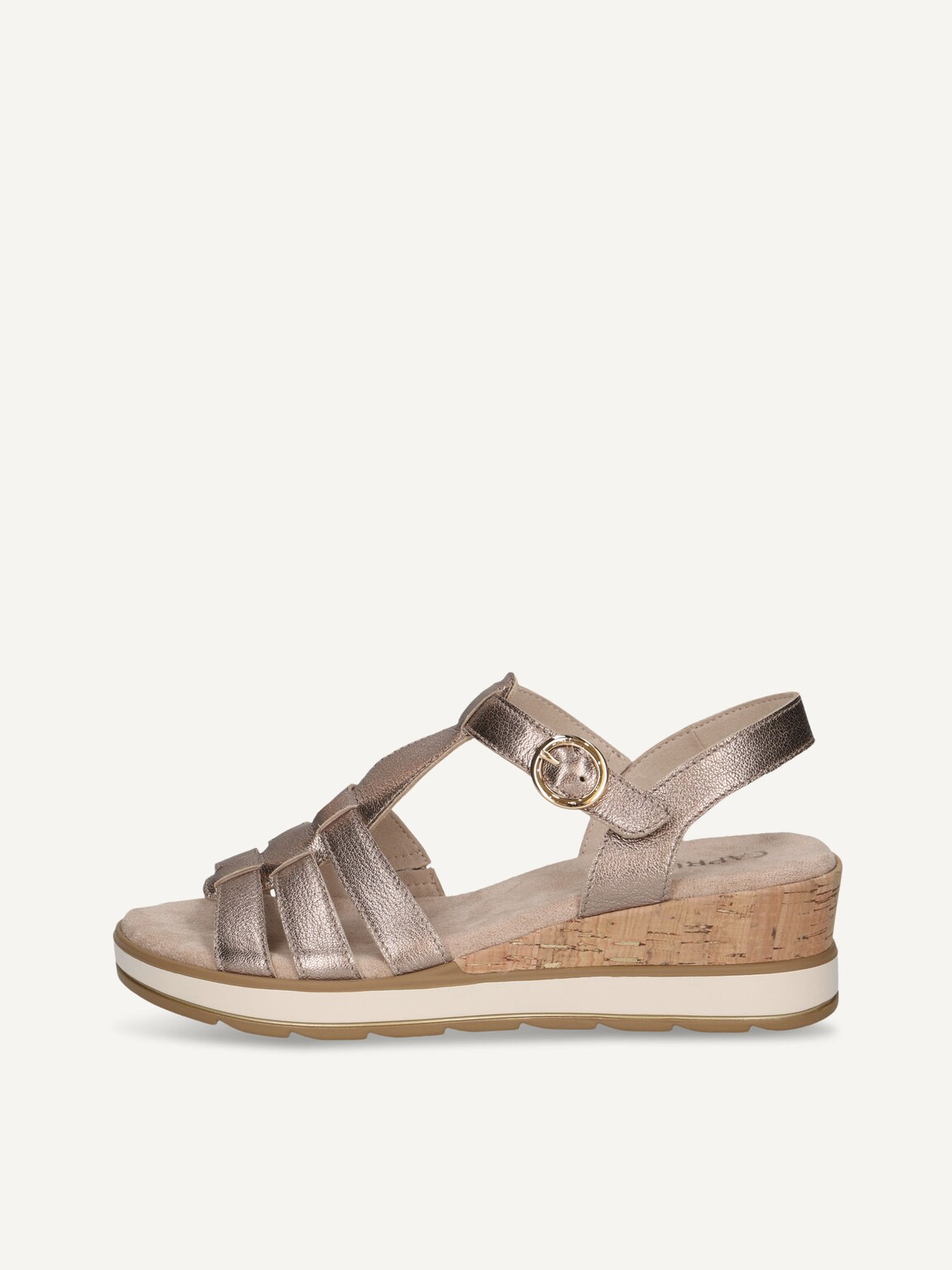 Caprice, Leather Heeled sandal - brown TAUPE METALLIC, image 2 of 5