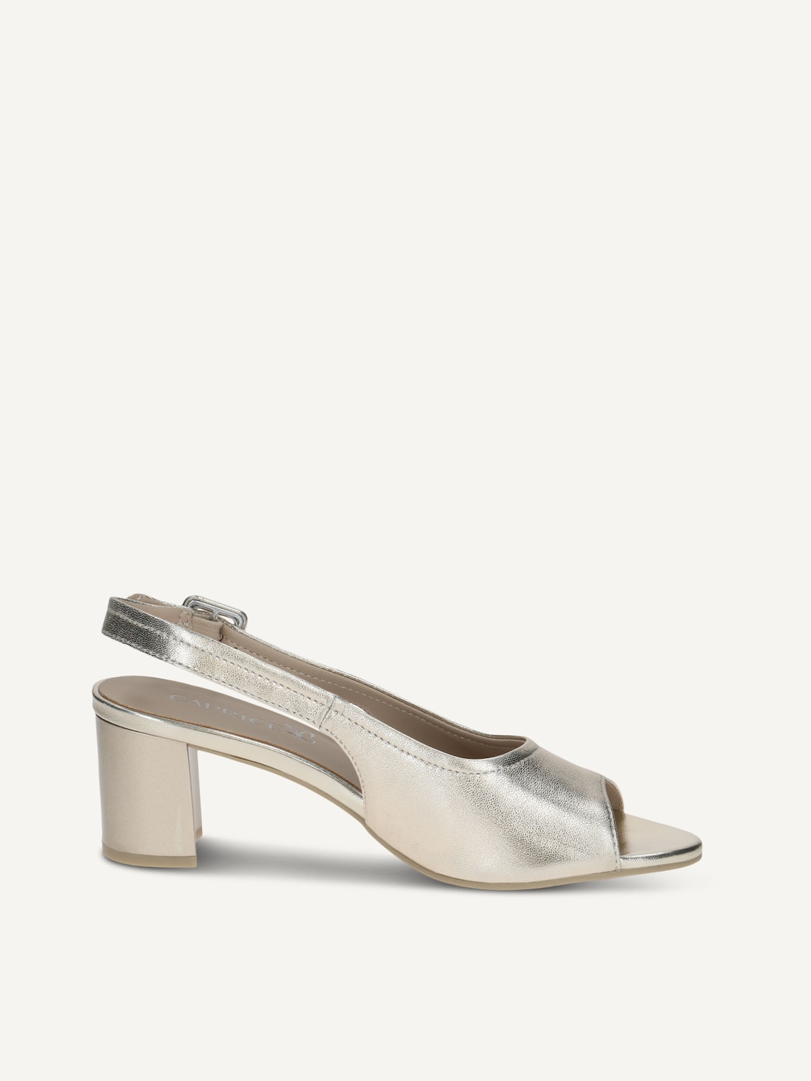 Caprice, Leather Heeled sandal - metallic LT.GOLD METAL., image 3 of 5