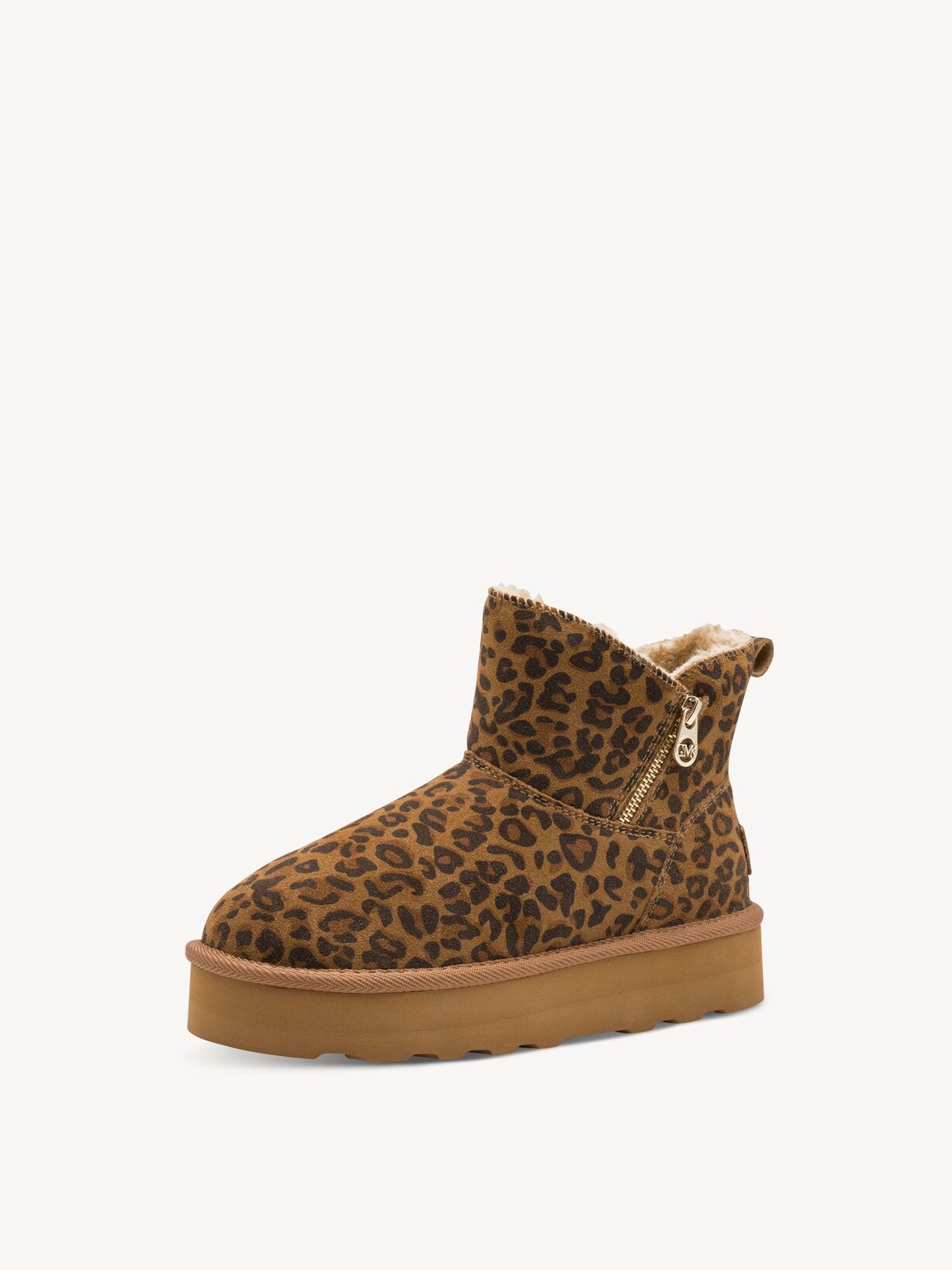 Marco Tozzi, Leather Bootie - brown warm lining LEO COGNAC, image 1 of 6