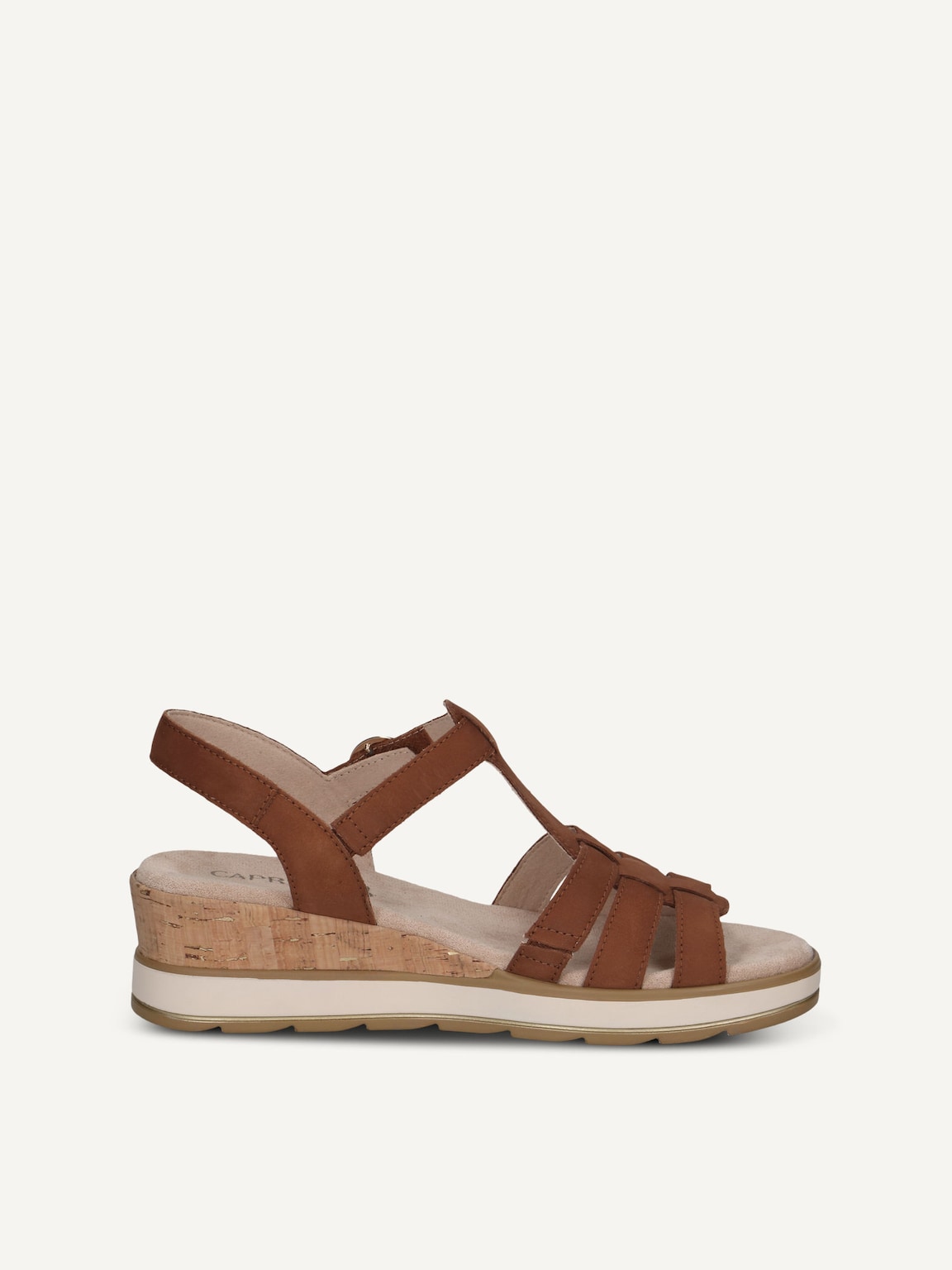 Caprice, Leather Heeled sandal - brown COGNAC NUBUC, image 3 of 5