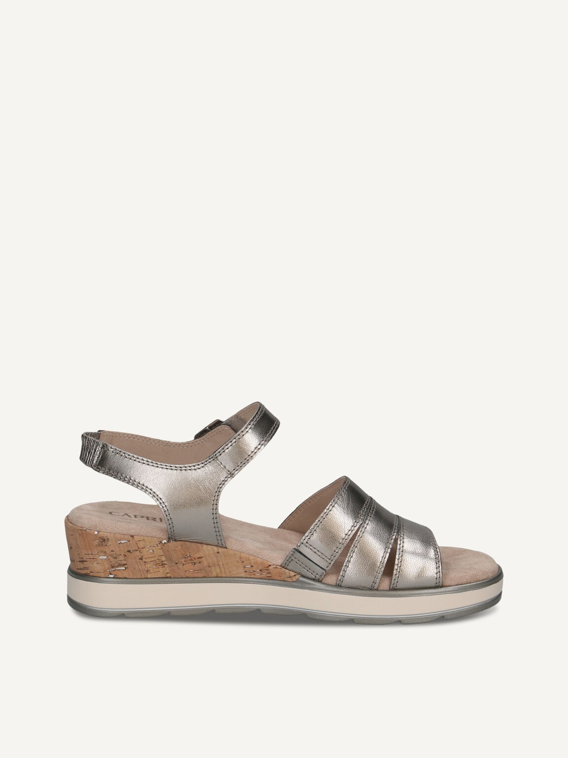 Caprice, Leather Heeled sandal - metallic STONE METALLIC, image 4 of 6