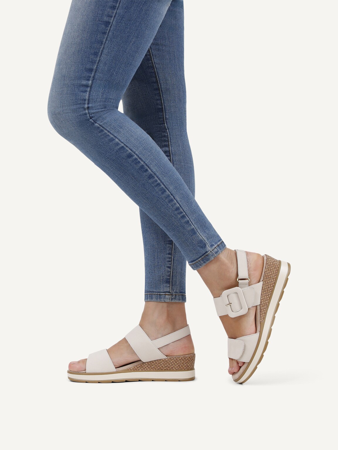 Caprice, Leather Heeled sandal - white SNOW NUBUC, image 2 of 6