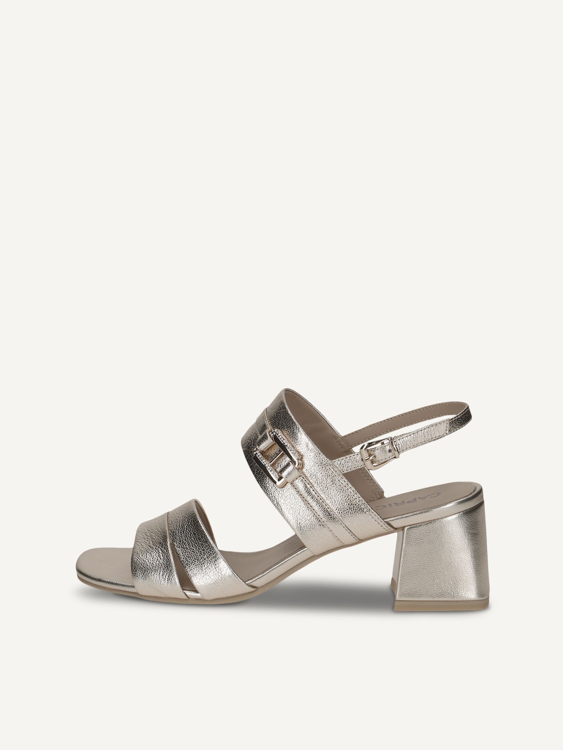 Caprice, Leather Heeled sandal - metallic PLATIN METAL., image 2 of 5
