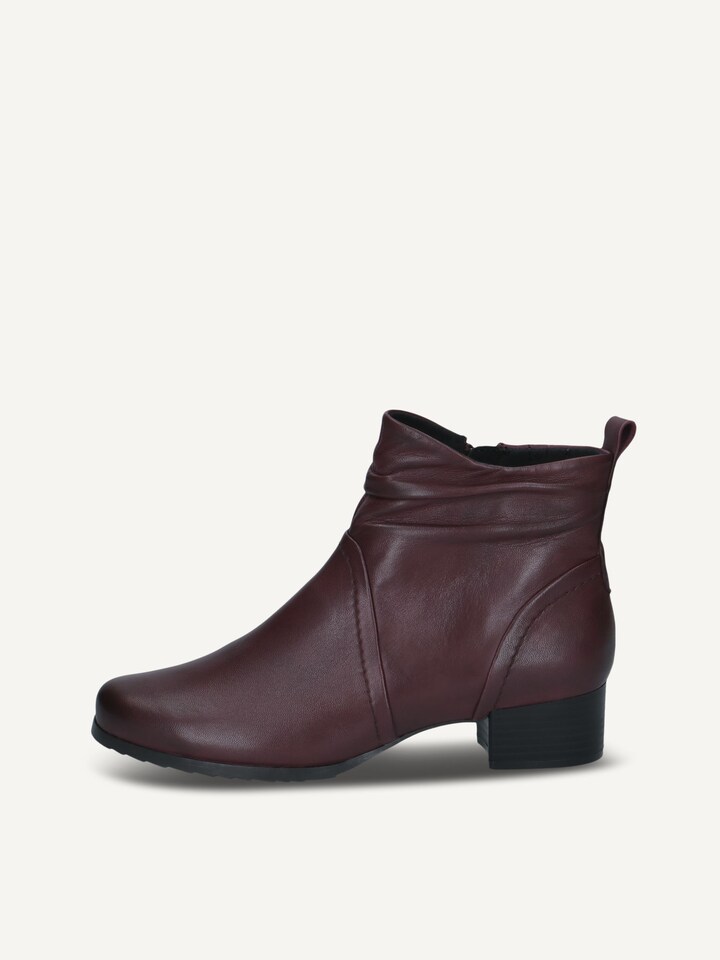 Caprice, Leather Bootie - red BORDEAUX NAPPA