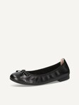 Selected, Caprice, Leather Ballerina - black BLACK DEER