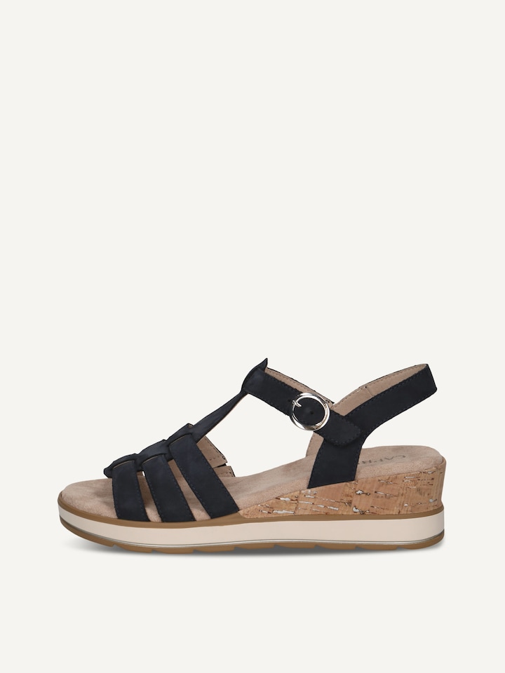 Caprice, Sandale à talon en cuir - bleu OCEAN NUBUC