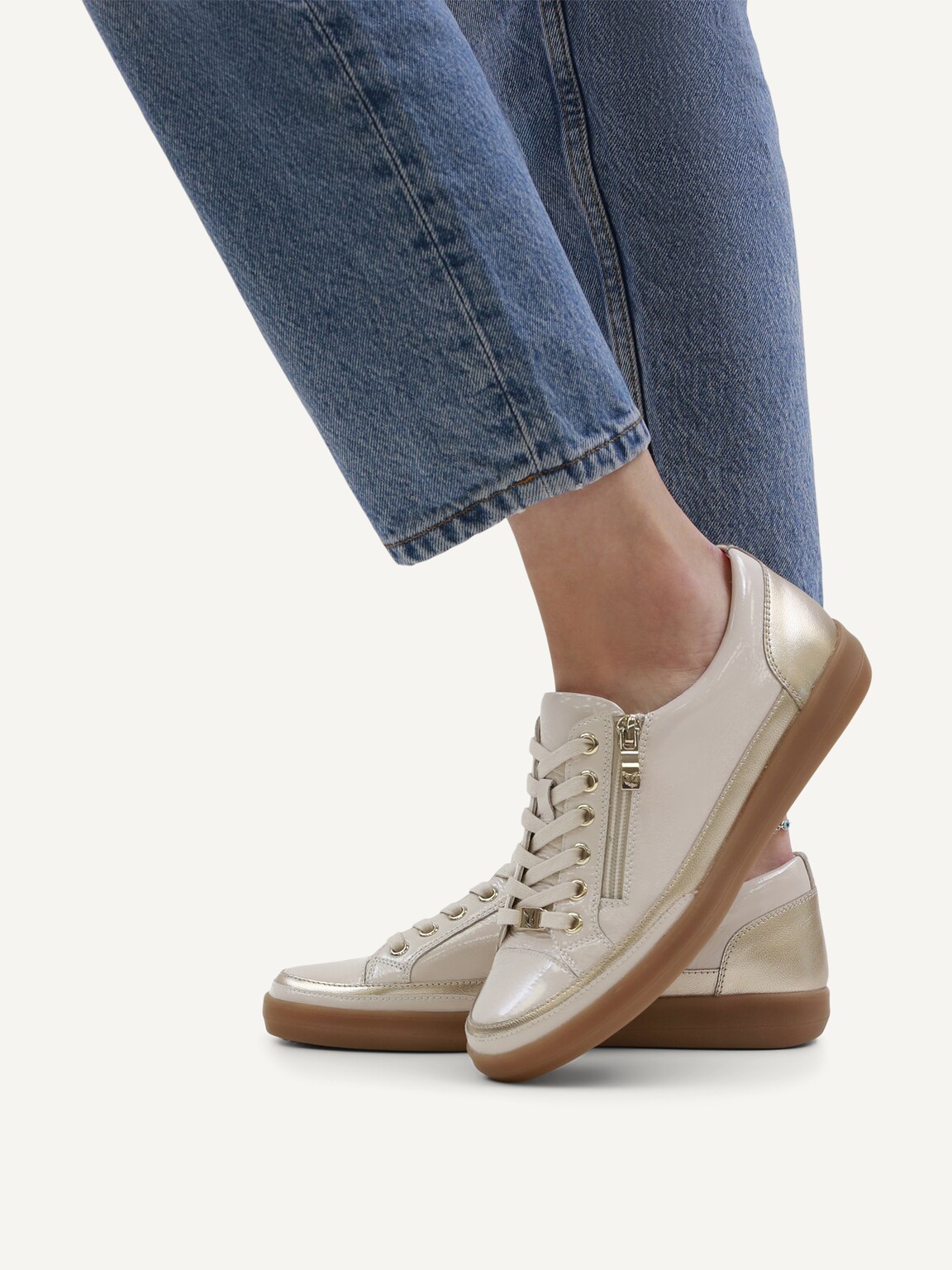 Caprice, Leather Sneaker - beige CREAM/GOLD, image 2 of 6