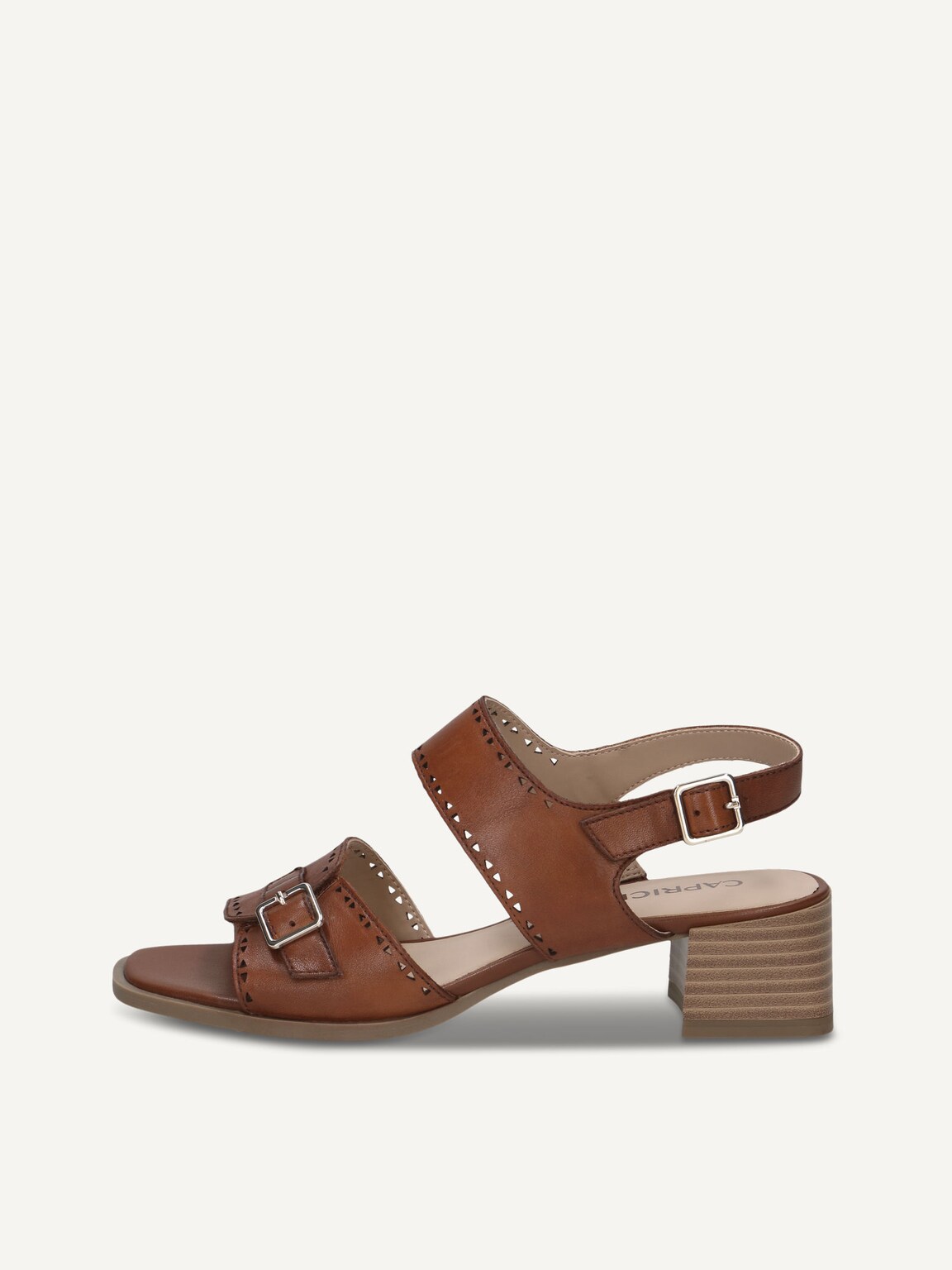 Caprice, Leather Heeled sandal - brown COGNAC NAPPA, image 3 of 6