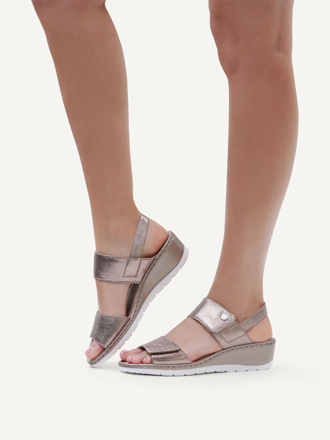 Caprice, Leather Heeled sandal - brown TAUPE METALLIC, image 2 of 6