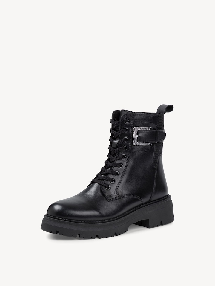Marco Tozzi, Leren Enkellaarsje - zwart BLACK