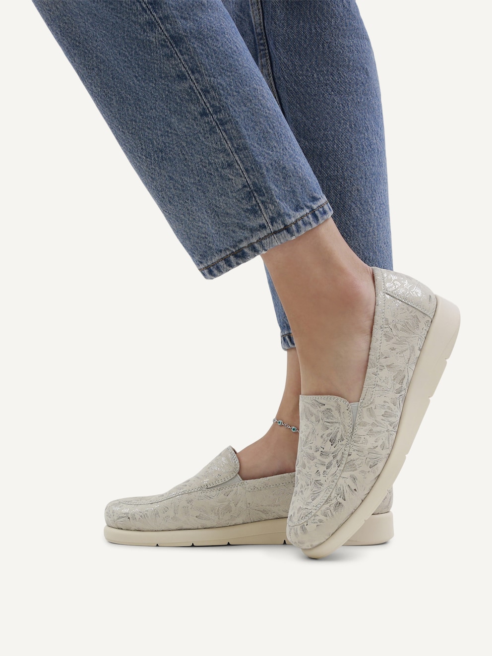 Caprice, Slipper en cuir - blanc OFFWHITE/SILV., image 2 sur 6