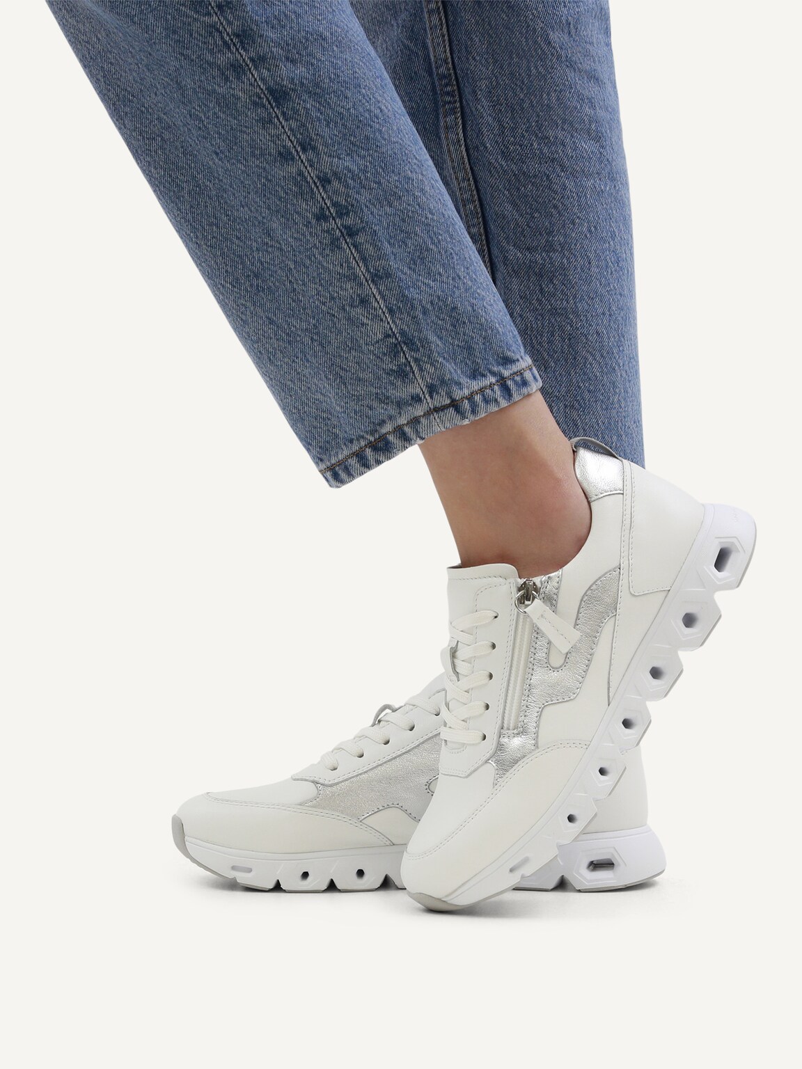 Caprice, Leather Sneaker - white WHITE/SILVER, image 2 of 6