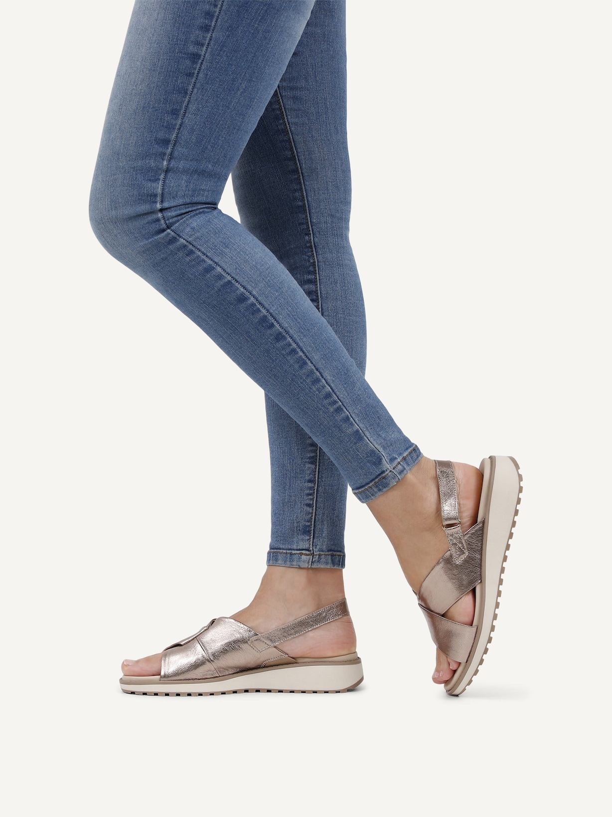 Caprice, Sandale en cuir - marron TAUPE METALLIC, image 2 sur 6
