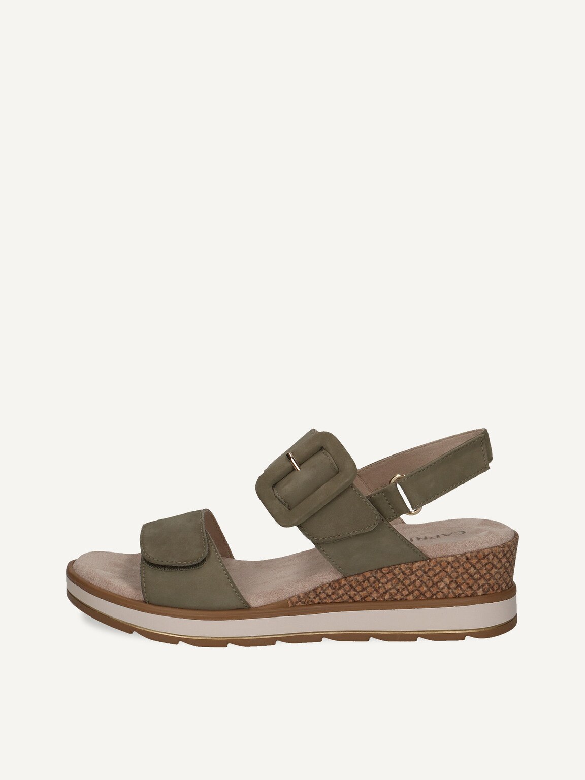 Caprice, Leather Heeled sandal - khaki OLIVE NUBUC, image 3 of 6
