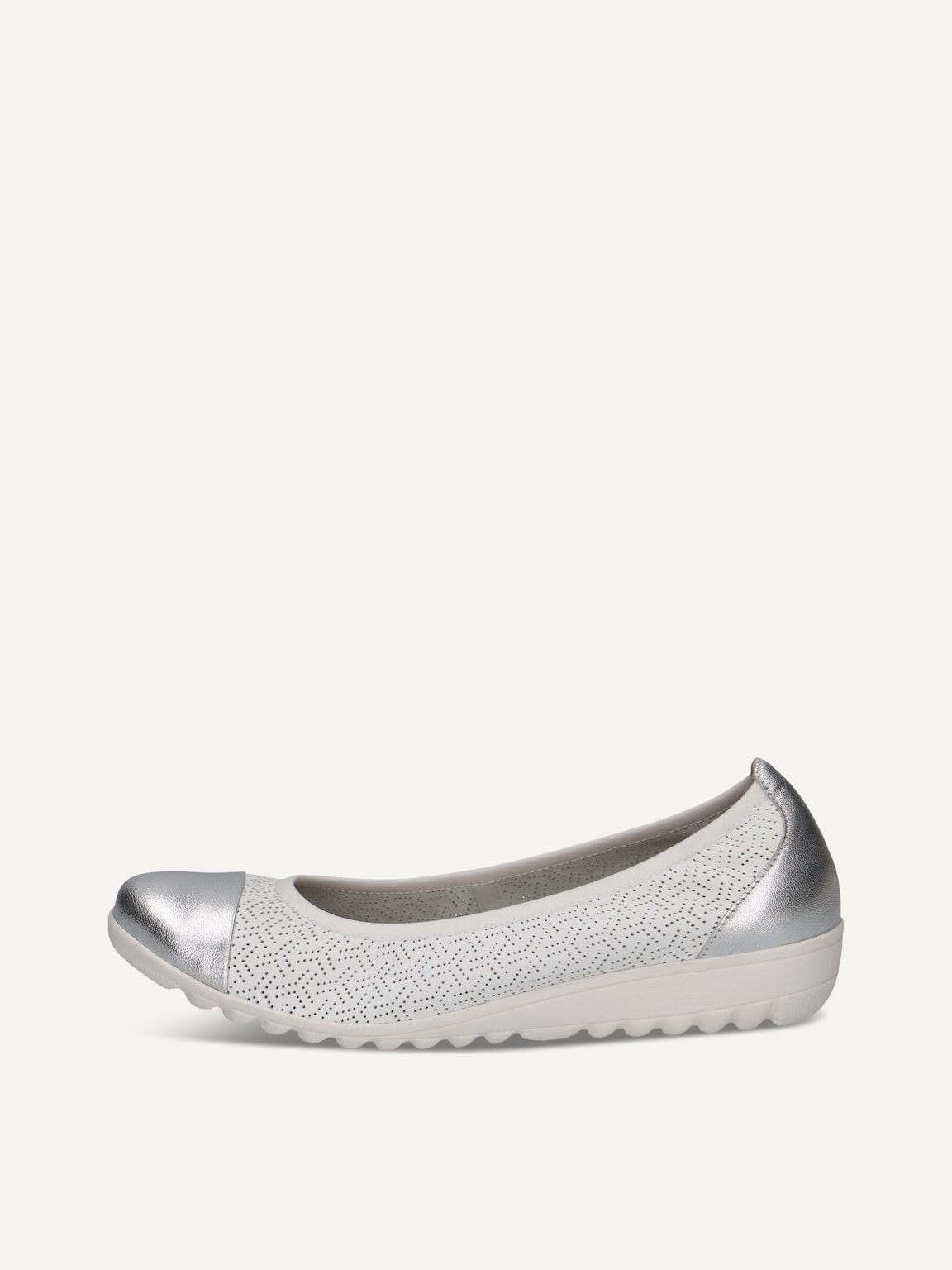 Caprice, Leather Ballerina - white WHITE/SILVER, image 3 of 6