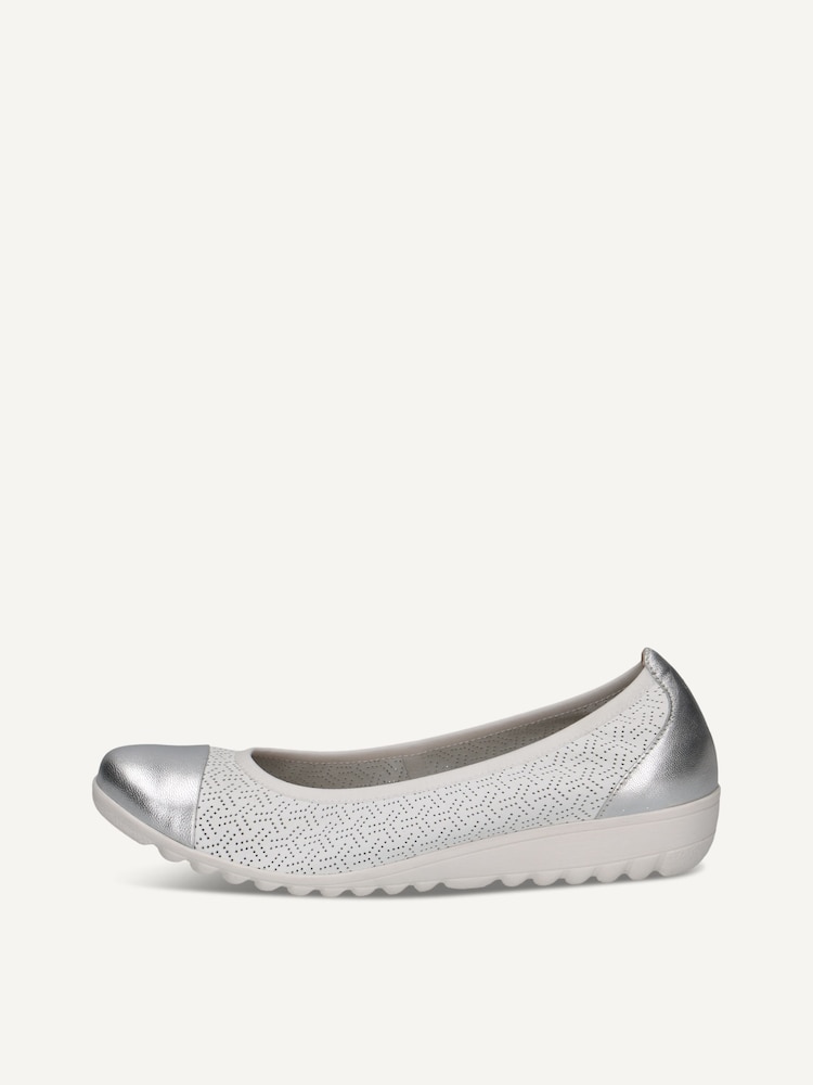 Caprice, Leather Ballerina - white WHITE/SILVER, image 3 of 6