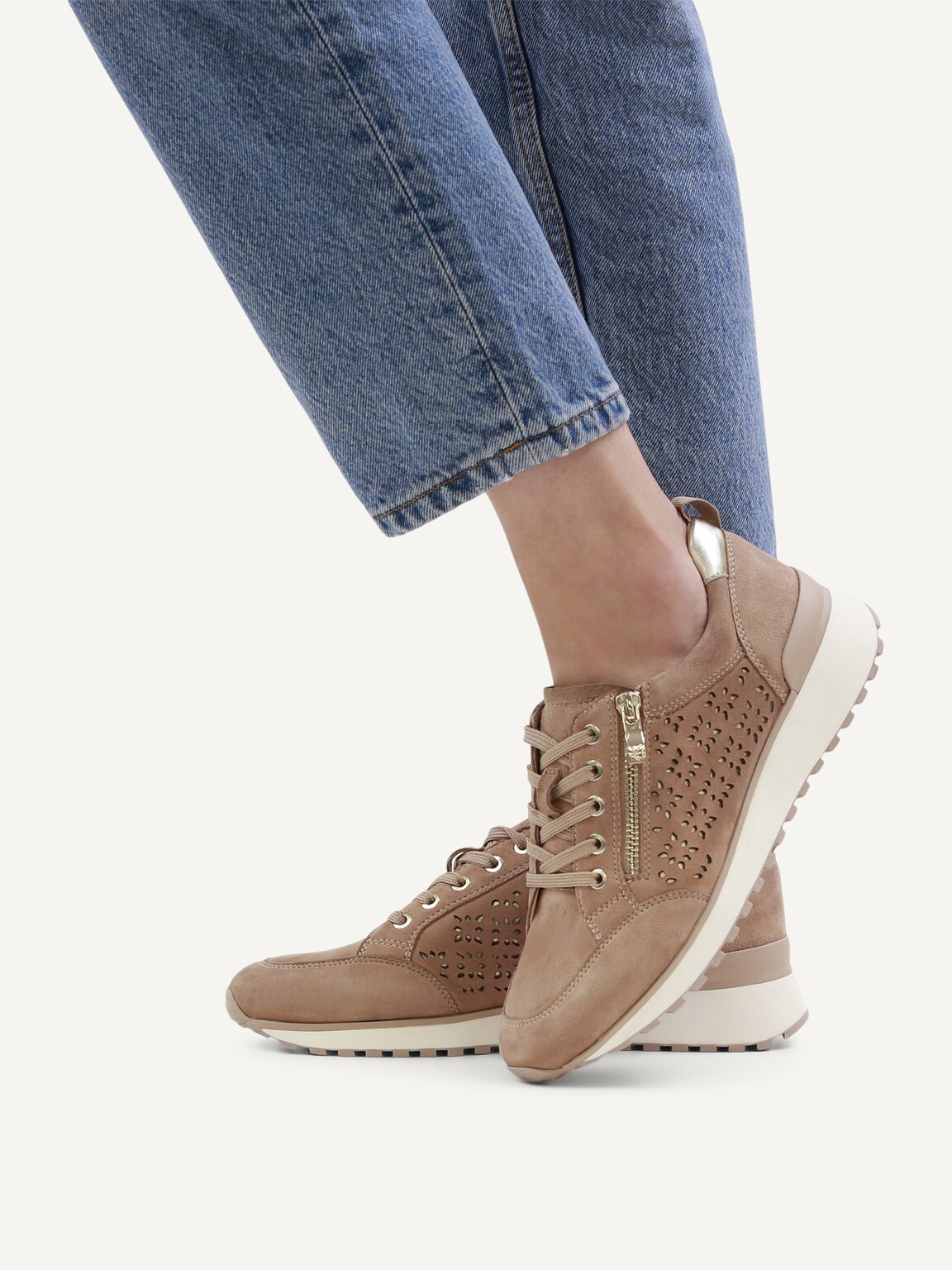 Caprice, Leather Sneaker - beige SAND COMB, image 2 of 6