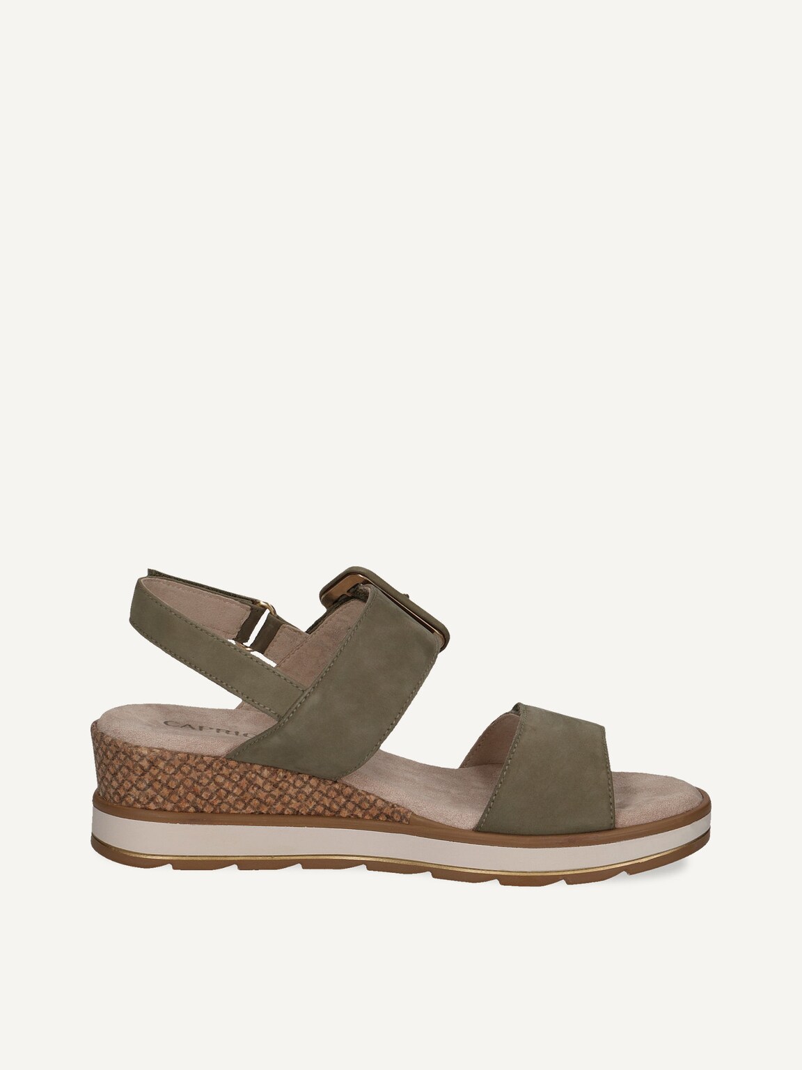 Caprice, Leather Heeled sandal - khaki OLIVE NUBUC, image 4 of 6
