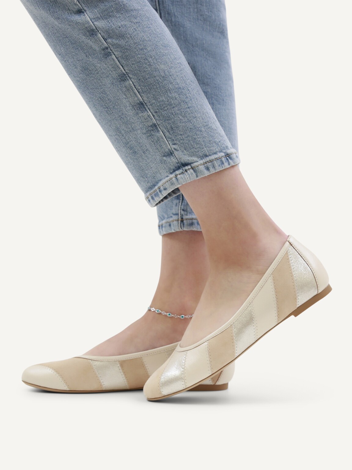 Caprice, Leather Ballerina - brown TAUPE MET.COMB, image 2 of 6