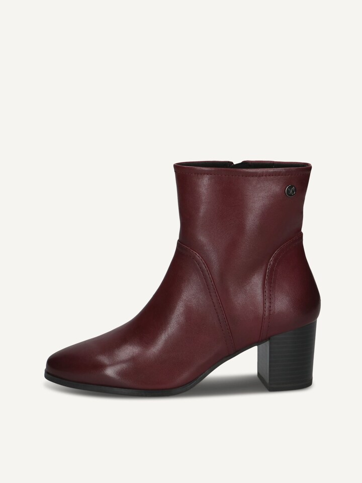 Caprice, Bottine en cuir - rouge BORDEAUX NAPPA