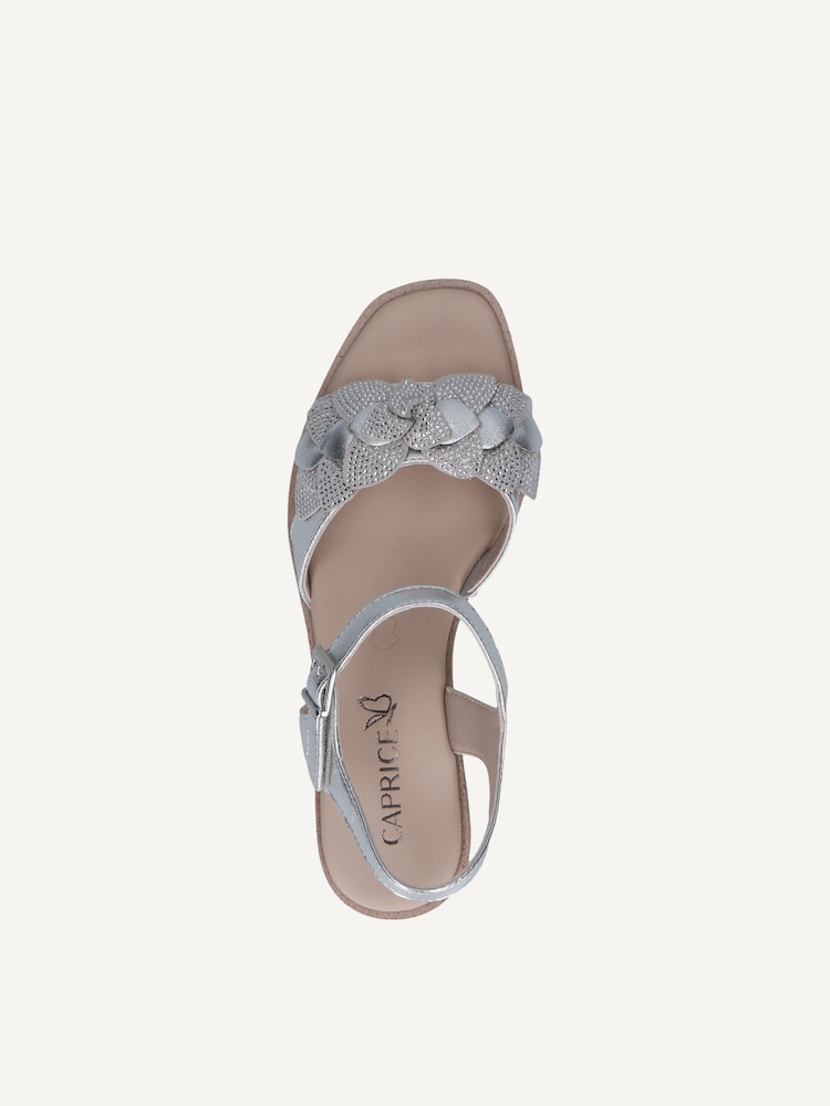 Caprice, Sandale à talon en cuir - métallique SILVER COMB, image 4 sur 5