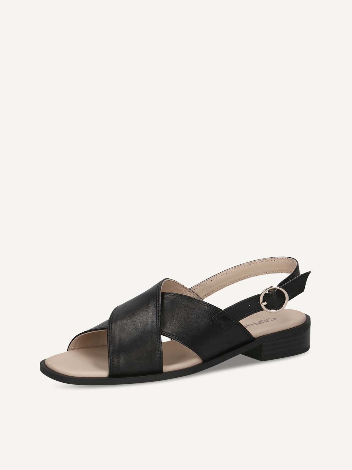 Caprice, Leather Heeled sandal - brown BLACK NAPPA, image 1 of 5