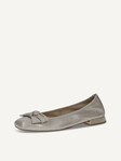 Selected, Caprice, Leather Ballerina - grey STONE PER.DEER