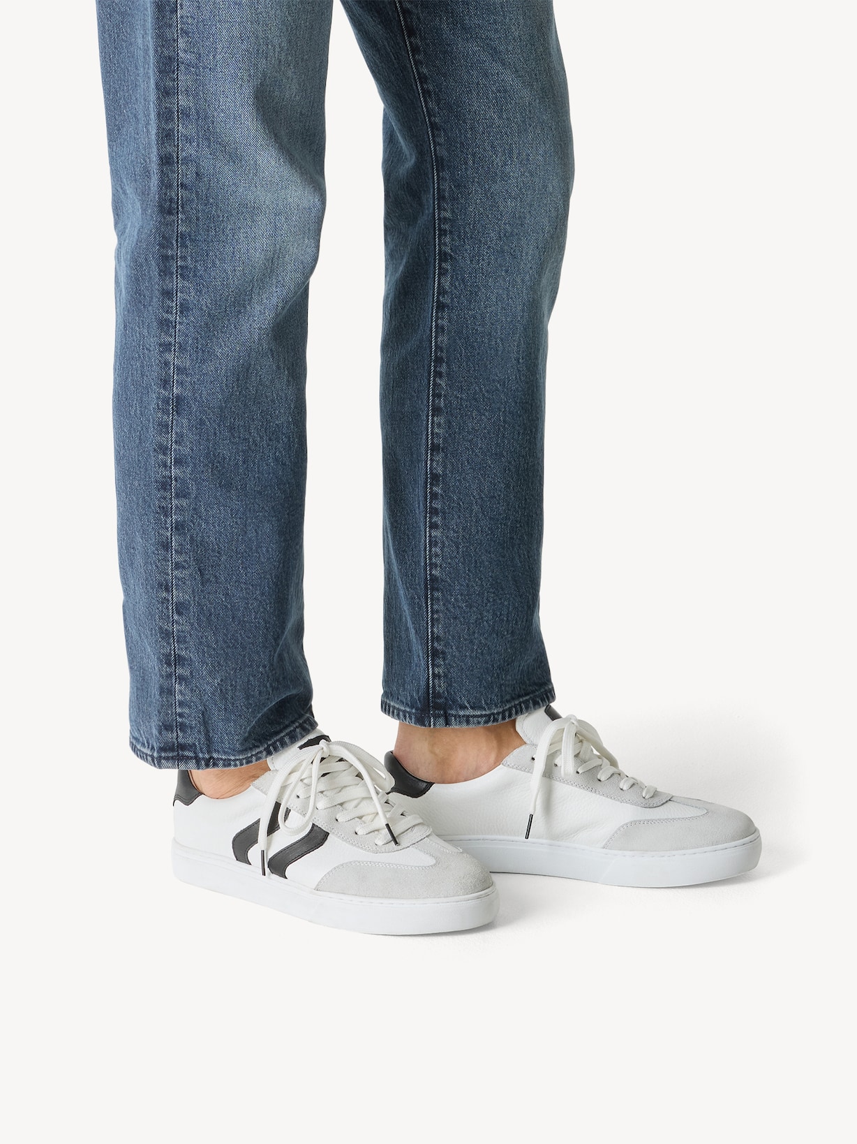 Marco Tozzi, Leren Sneaker - wit WHITE/BLACK, afbeelding 2 van 7