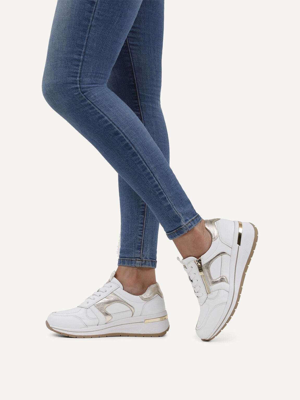 Caprice, Leather Sneaker - gold WHITE/LT GOLD, image 2 of 6