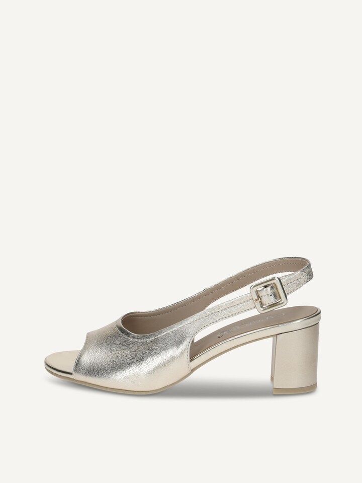 Caprice, Sandale à talon en cuir - métallique LT.GOLD METAL.