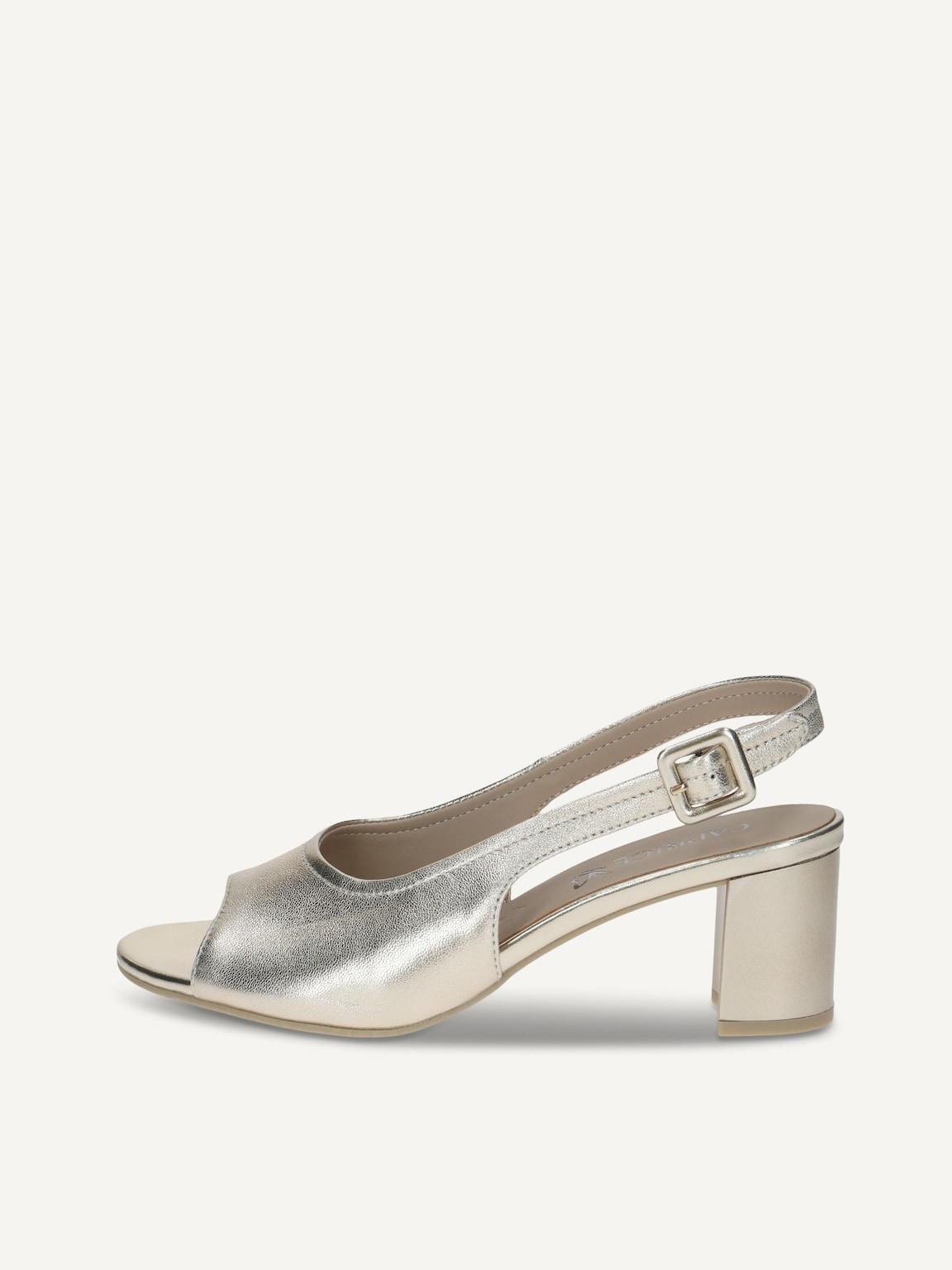 Caprice, Leather Heeled sandal - metallic LT.GOLD METAL., image 2 of 5