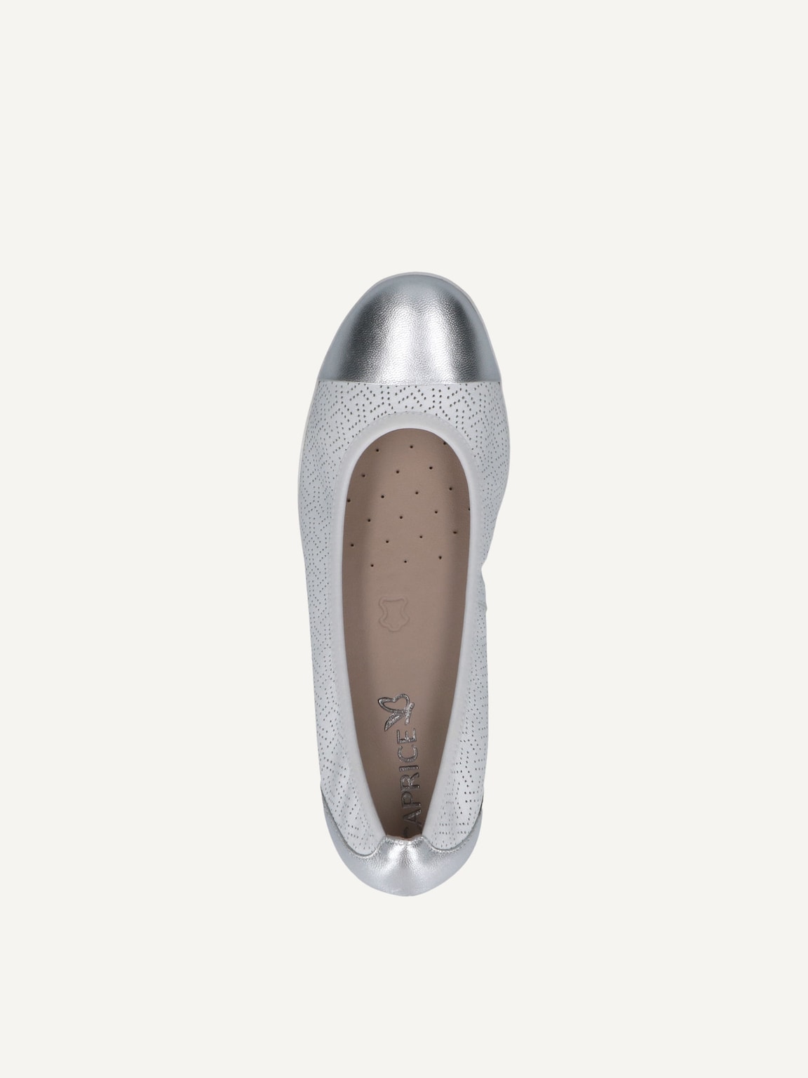 Caprice, Leather Ballerina - white WHITE/SILVER, image 6 of 6
