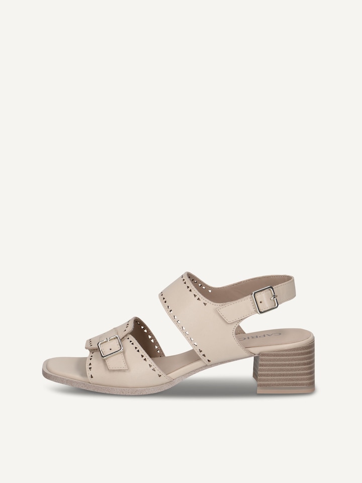 Caprice, Sandale à talon en cuir - blanc OFFWHITE NAPPA