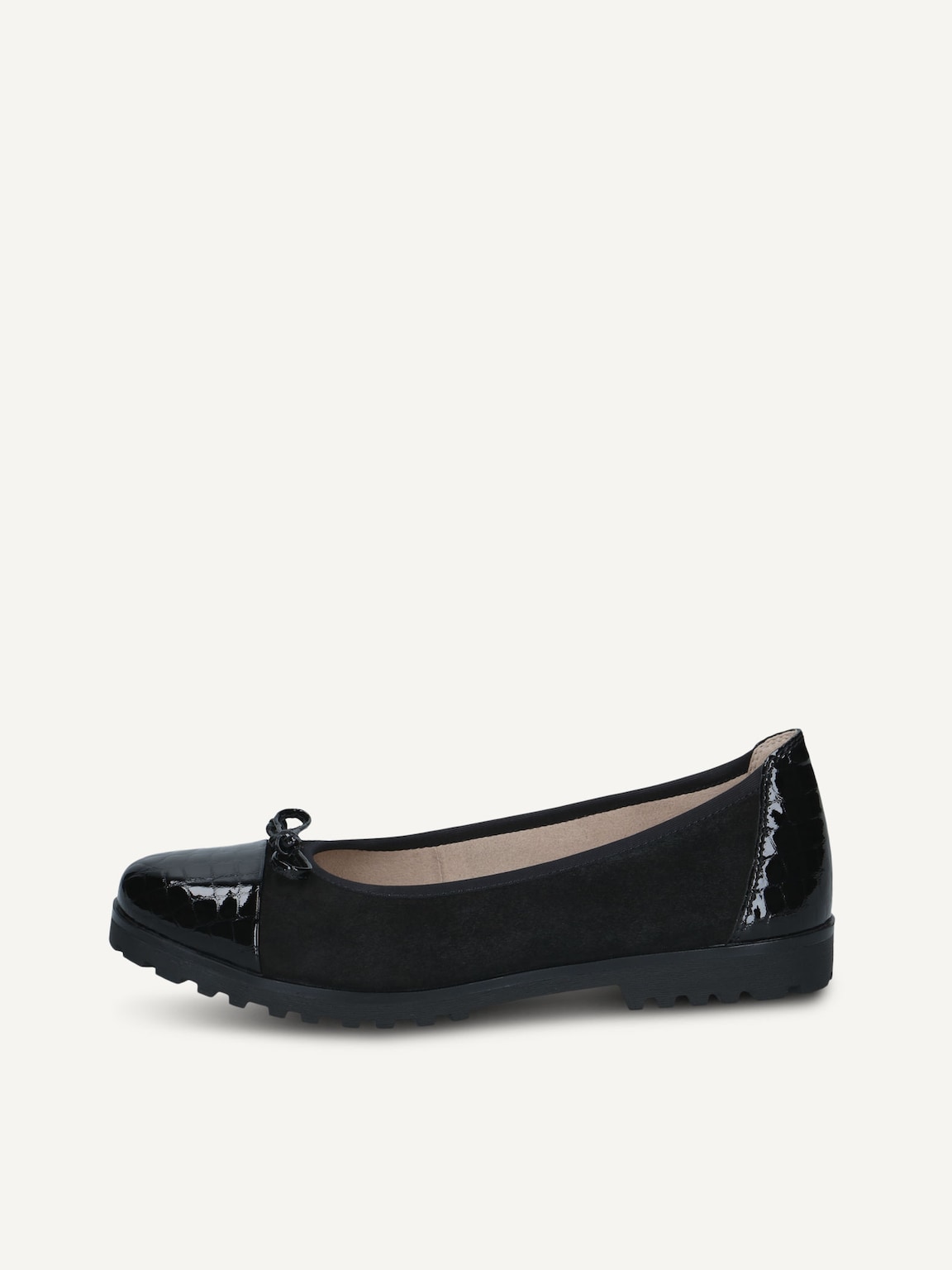 Caprice, Leather Ballerina - black BLK CROCO COMB, image 2 of 5