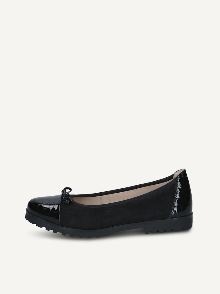 Caprice, Lederballerina - schwarz BLK CROCO COMB