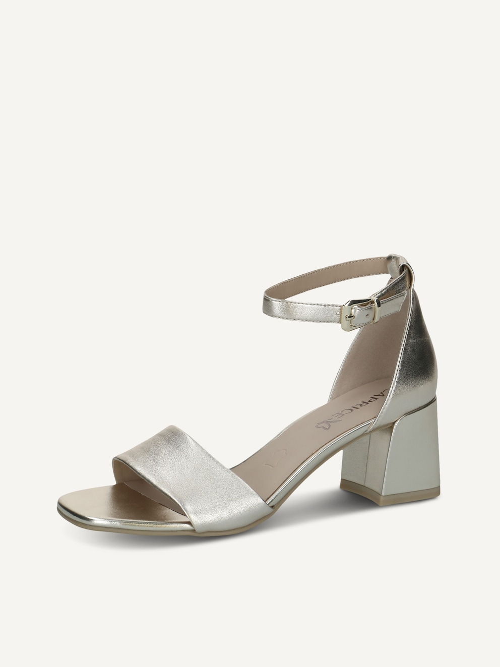 Caprice, Leather Heeled sandal - metallic LT.GOLD METAL., image 1 of 6